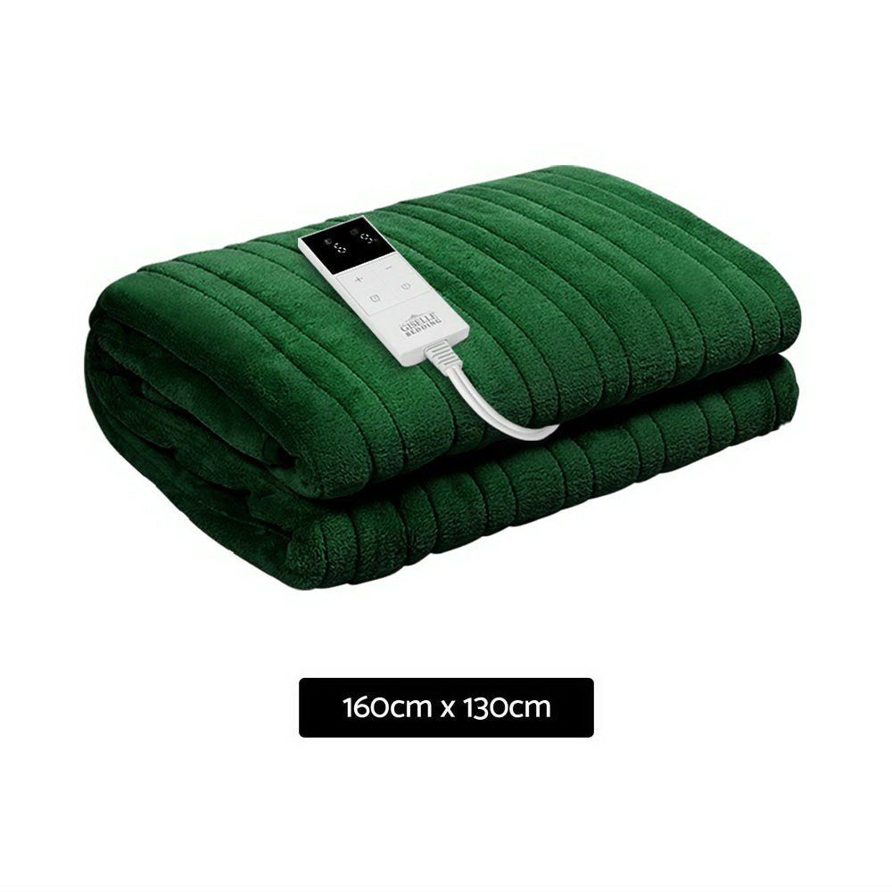 Giselle Electric Throw Rug Heated Blanket Washable Snuggle Flannel Winter Green - NuSea
