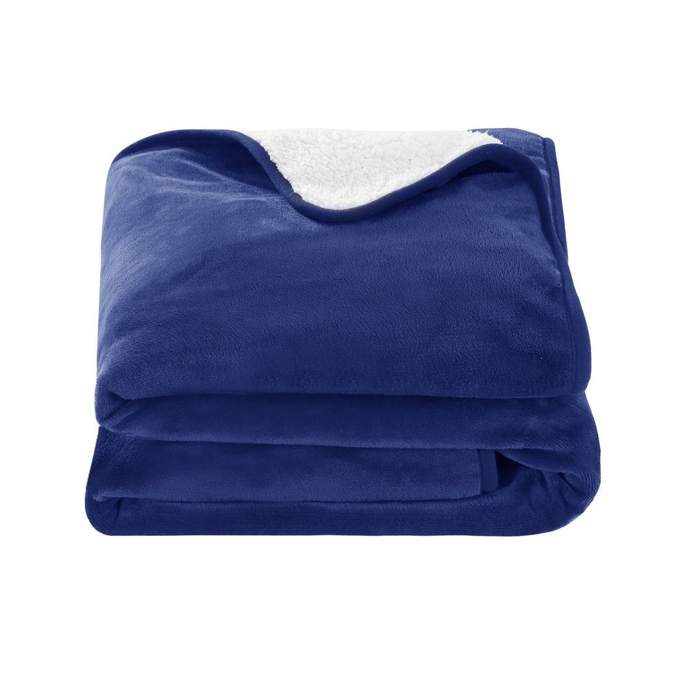 Giselle Electric Throw Rug Heated Blanket Washable Snuggle Flannel Winter Navy - NuSea