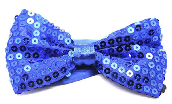 GLITTER SEQUIN BOW TIE Costume Fancy Dress Dance Fancy Shiny Party Bowtie - Blue - NuSea