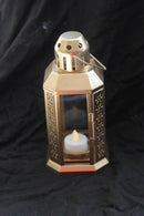 Gold Metal Miners Lantern Summer Xmas Wedding Home Party Room Balconey Deck Decoration 21cm Tealight Candle - NuSea