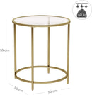 Gold Round Side Table with Golden Metal Frame Robust and Stable - NuSea