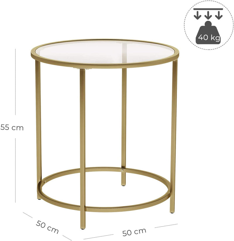 Gold Round Side Table with Golden Metal Frame Robust and Stable - NuSea