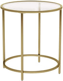 Gold Round Side Table with Golden Metal Frame Robust and Stable - NuSea