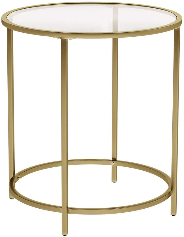 Gold Round Side Table with Golden Metal Frame Robust and Stable - NuSea