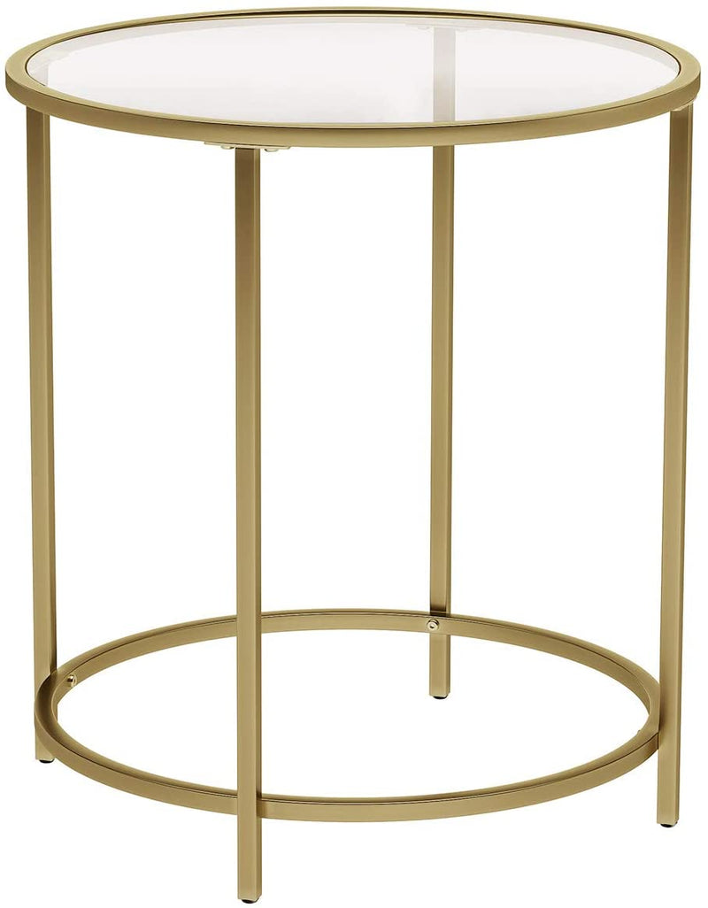 Gold Round Side Table with Golden Metal Frame Robust and Stable - NuSea