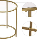 Gold Round Side Table with Golden Metal Frame Robust and Stable - NuSea