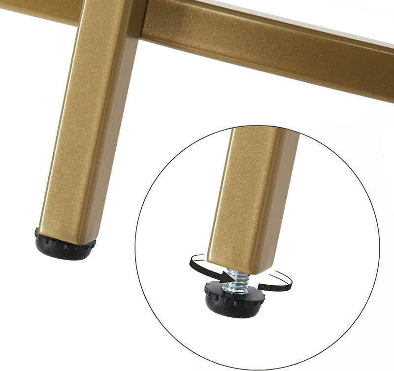 Gold Round Side Table with Golden Metal Frame Robust and Stable - NuSea