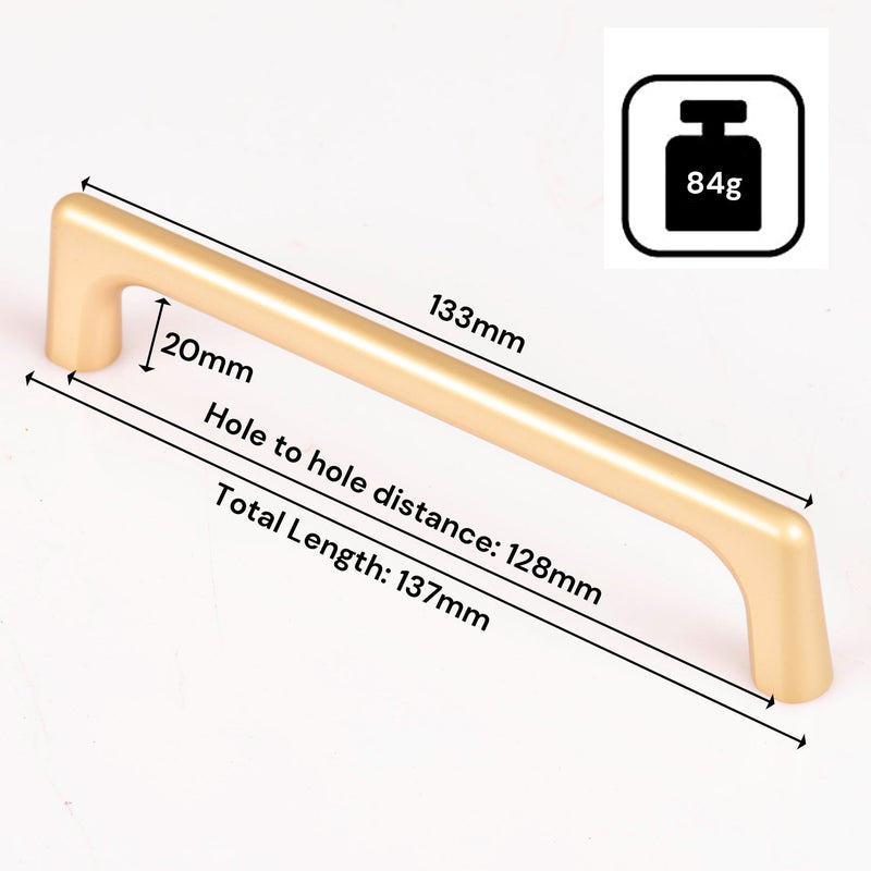 Gold Zinc Kitchen Cabinet Handles Drawer Bar Handle Pull 128mm - NuSea