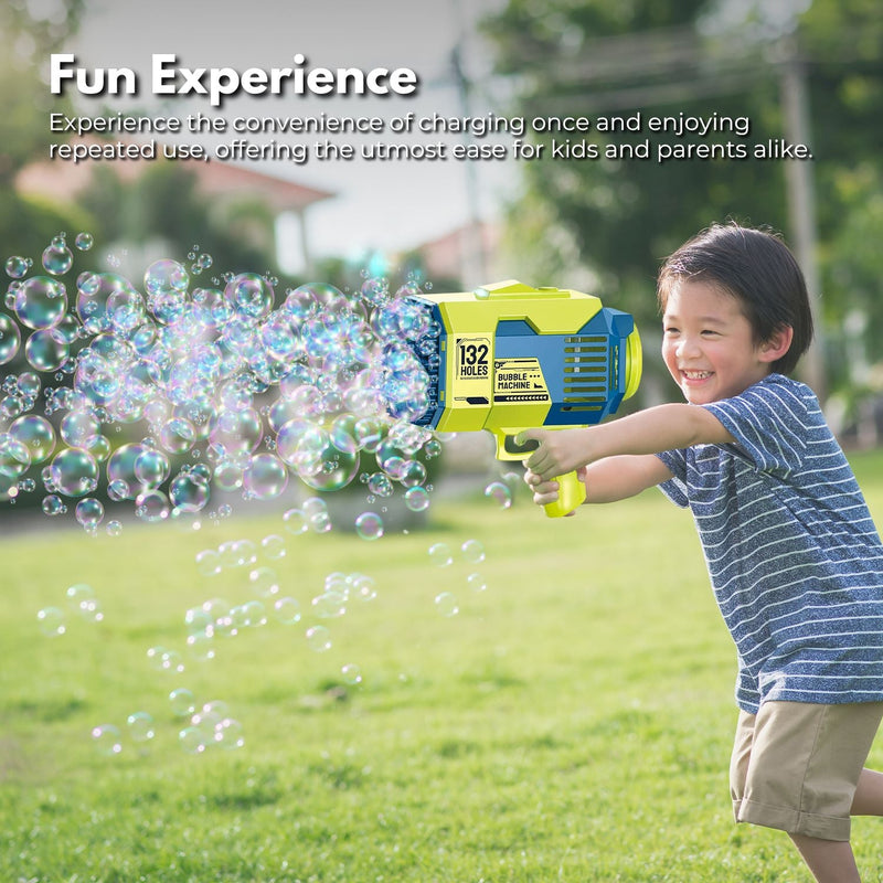 GOMINIMO 132 Holes Bubbles Machine Gun for Kids (Dark Blue and Green) - NuSea