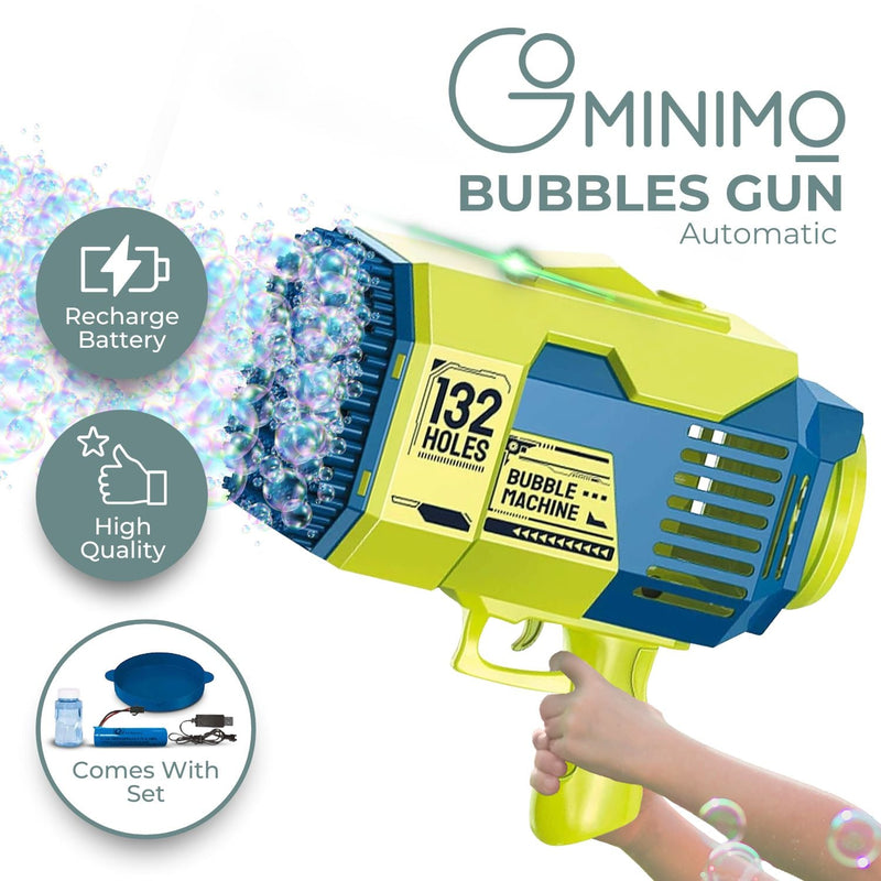 GOMINIMO 132 Holes Bubbles Machine Gun for Kids (Dark Blue and Green) - NuSea