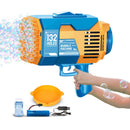 GOMINIMO 132 Holes Rechargeable Bubbles Machine Gun for Kids (Orange and Blue) - NuSea