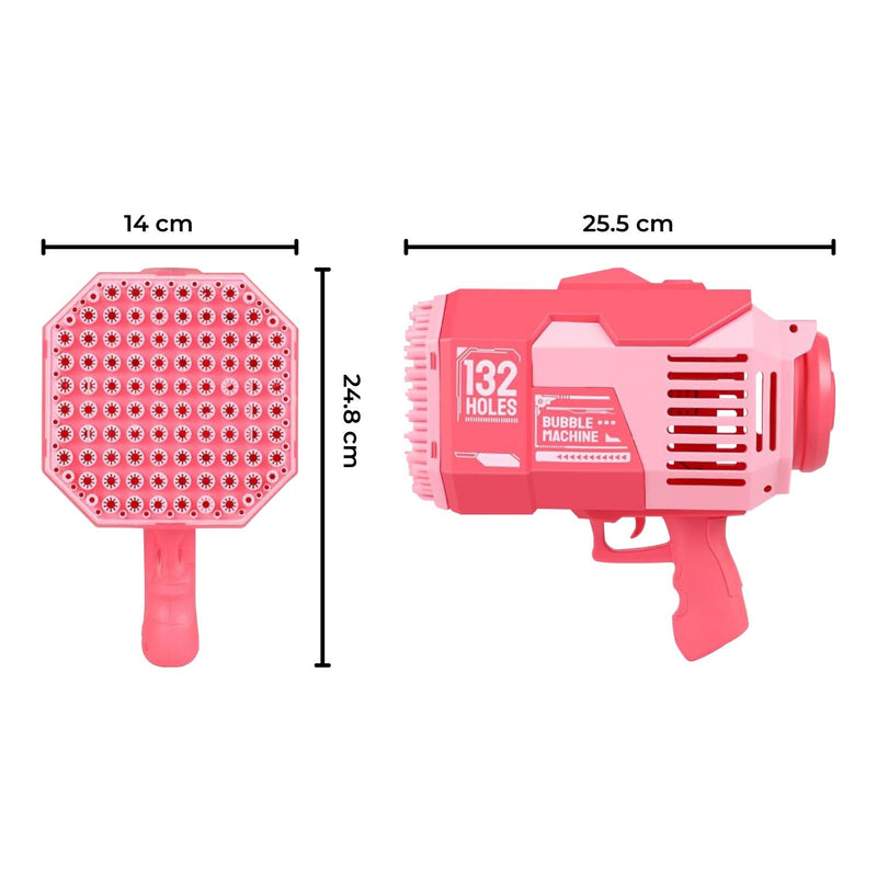 GOMINIMO 132 Holes Rechargeable Bubbles Machine Gun for Kids (Pink) - NuSea