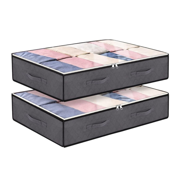 GOMINIMO 2 Pack 100L Large Underbed Clothes Storage Bag Home Organizer Box Bag - NuSea