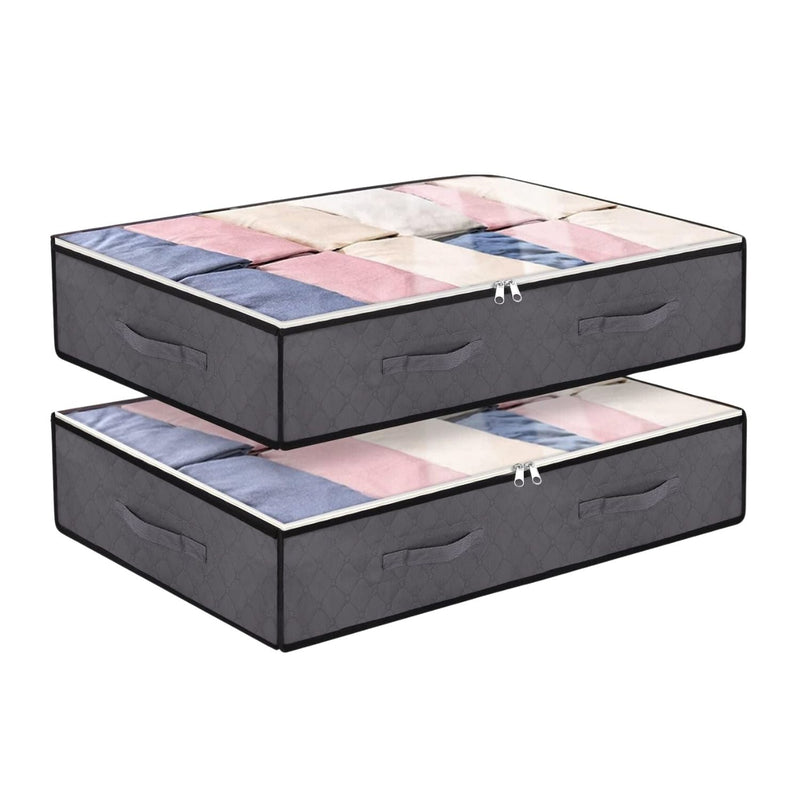 GOMINIMO 2 Pack 100L Large Underbed Clothes Storage Bag Home Organizer Box Bag - NuSea