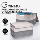 GOMINIMO 2 Pack 29L Foldable Storage Organizers (Gray + Beige) - NuSea