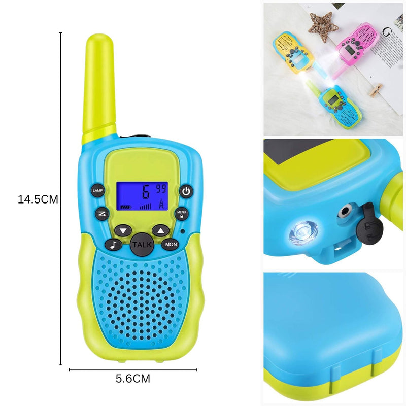 GOMINIMO 2 Pack Walkie Talkies for Kids with 40 Channels & LED Flashlight & LCD Screen (Blue and Green) - NuSea