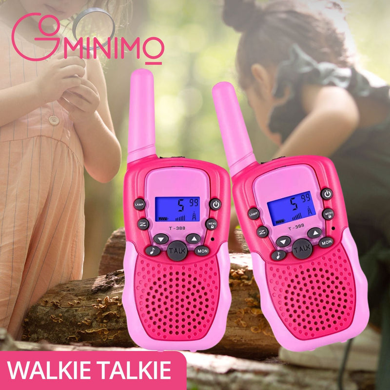GOMINIMO 2 Pack Walkie Talkies for Kids with 40 Channels & LED Flashlight & LCD Screen (Pink) - NuSea