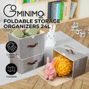 GOMINIMO 3 Pack 24L Foldable Storage Organizers (Gray) - NuSea