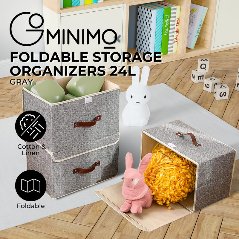 GOMINIMO 3 Pack 24L Foldable Storage Organizers (Gray) - NuSea