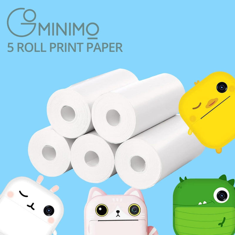 GOMINIMO 5 Rolls for Kids Instant Print Camera Refill Print Paper (White) - NuSea