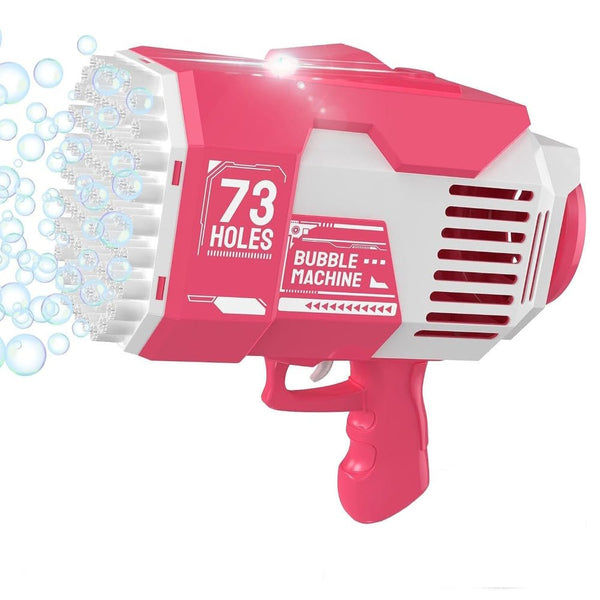 GOMINIMO 73 Holes Rechargeable Bubbles Machine Gun for Kids (Pink and White) - NuSea