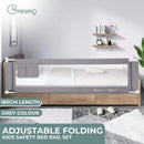 GOMINIMO 90CM Height Adjustable Folding Kids Safety Bed Rail (180X90CM Single Side 1 PCS, Grey) - NuSea