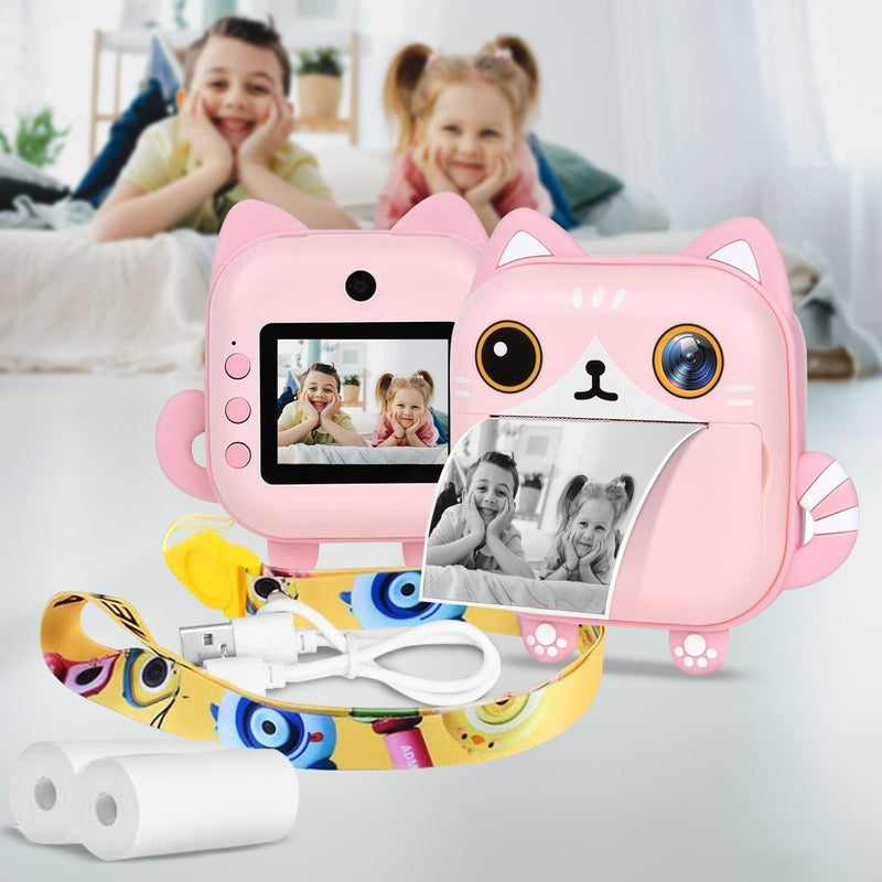 GOMINIMO Instant Print Camera for Kids with Print Paper and 32GB TF Card (Cat) - NuSea