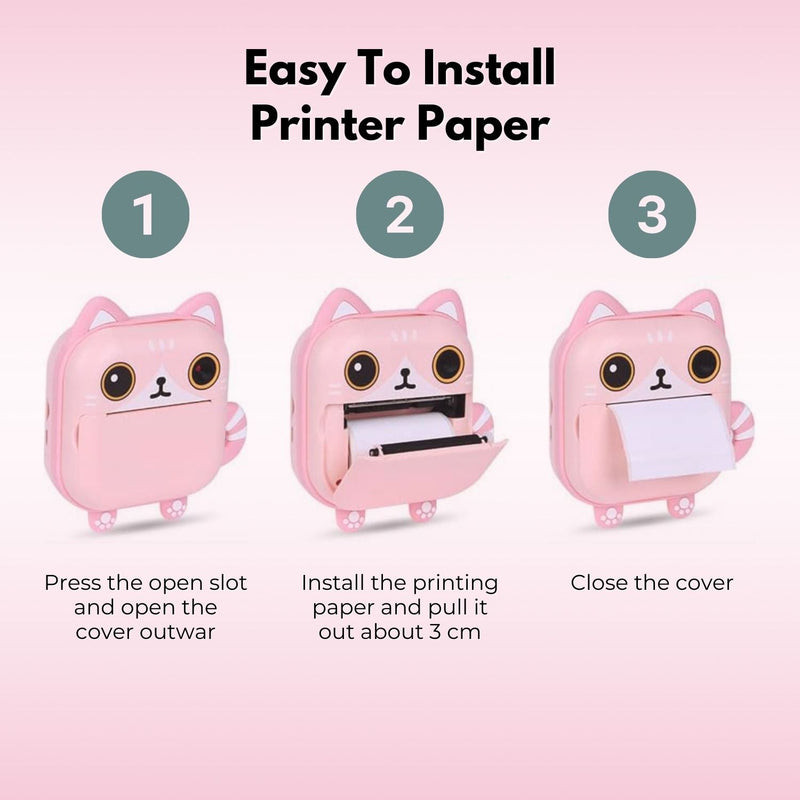 GOMINIMO Instant Print Camera for Kids with Print Paper and 32GB TF Card (Cat) - NuSea