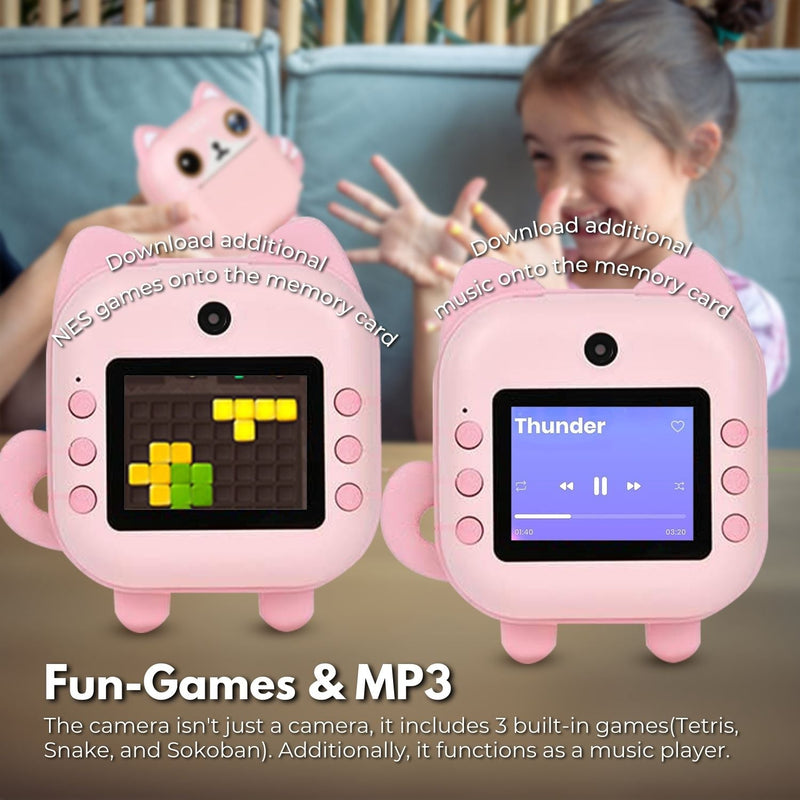 GOMINIMO Instant Print Camera for Kids with Print Paper and 32GB TF Card (Cat) - NuSea