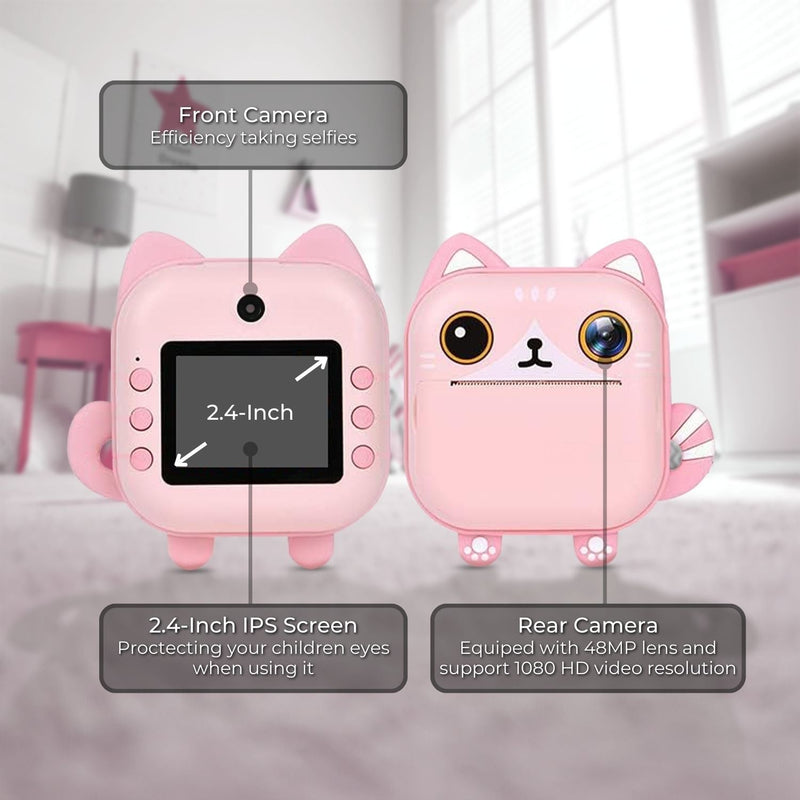 GOMINIMO Instant Print Camera for Kids with Print Paper and 32GB TF Card (Cat) - NuSea