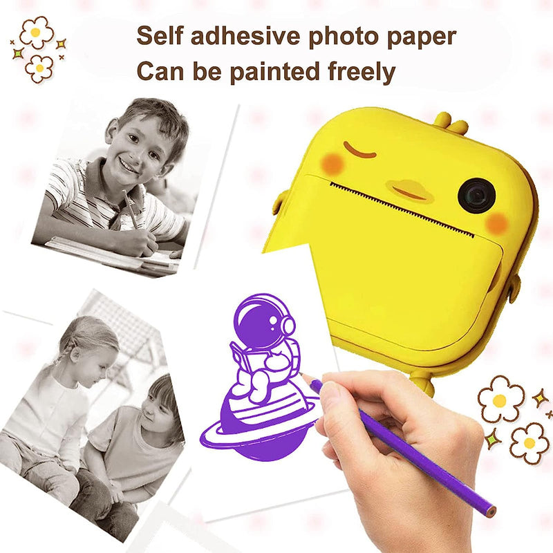 GOMINIMO Instant Print Camera for Kids with Print Paper and 32GB TF Card (Chick) - NuSea
