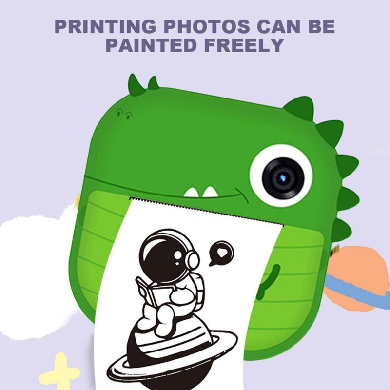 GOMINIMO Instant Print Camera for Kids with Print Paper and 32GB TF Card (Dinasour) - NuSea