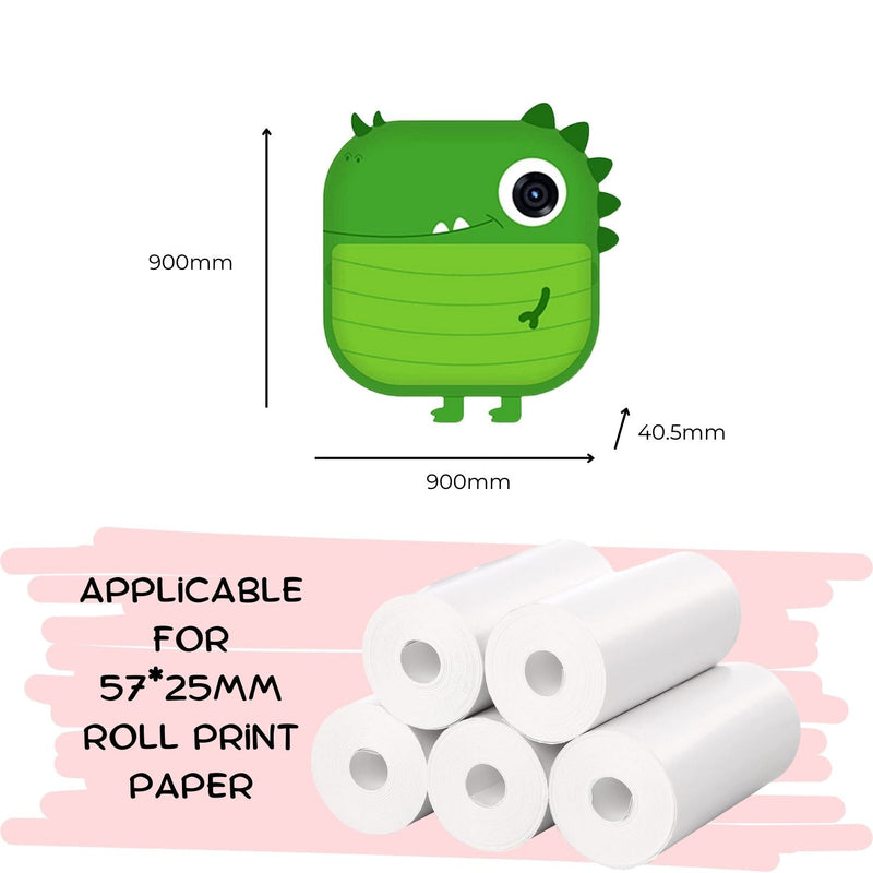 GOMINIMO Instant Print Camera for Kids with Print Paper and 32GB TF Card (Dinasour) - NuSea