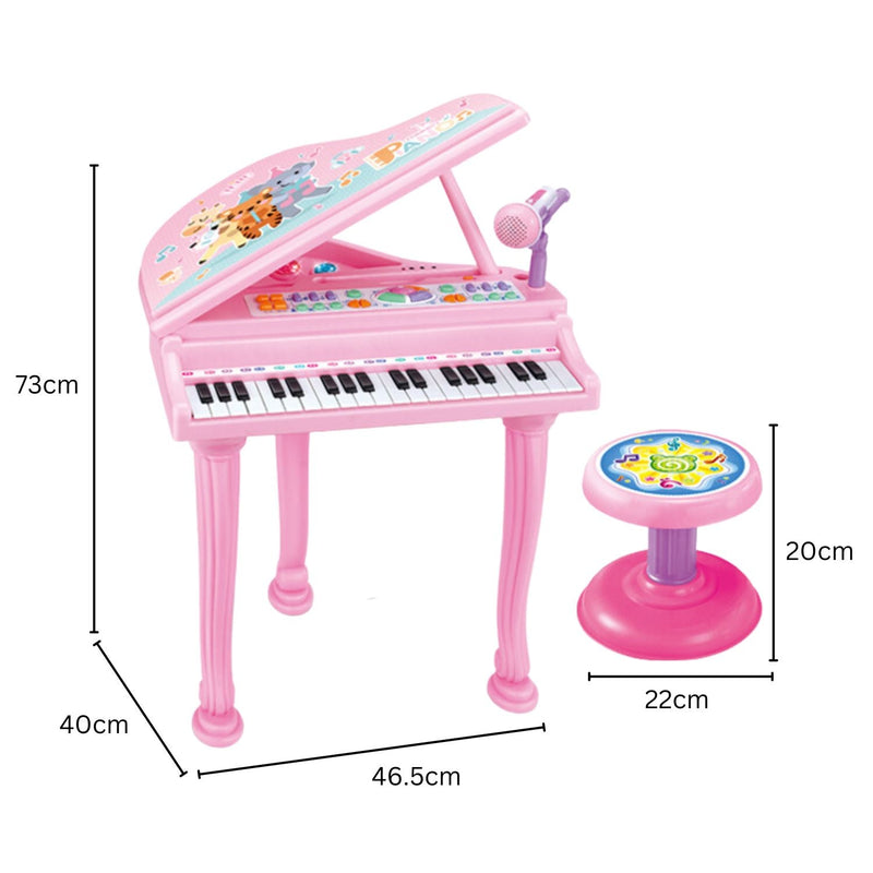 GOMINIMO Kids Electronic Piano Keyboard Toy with Microphone and Chair (Pink) - NuSea