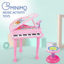 GOMINIMO Kids Electronic Piano Keyboard Toy with Microphone and Chair (Pink) - NuSea