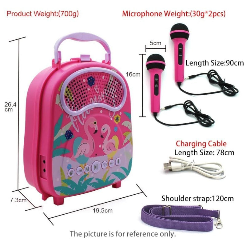 GOMINIMO Kids Portable Karaoke with Two Microphones (Rectangle, Pink Flamingo) - NuSea