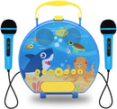 GOMINIMO Kids Portable Karaoke with Two Microphones (Round, Blue Shark) - NuSea
