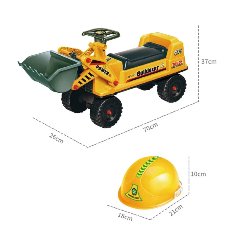 GOMINIMO Kids Ride On Bulldozer Digger Tractor Excavator Toy Car with Helmet - NuSea