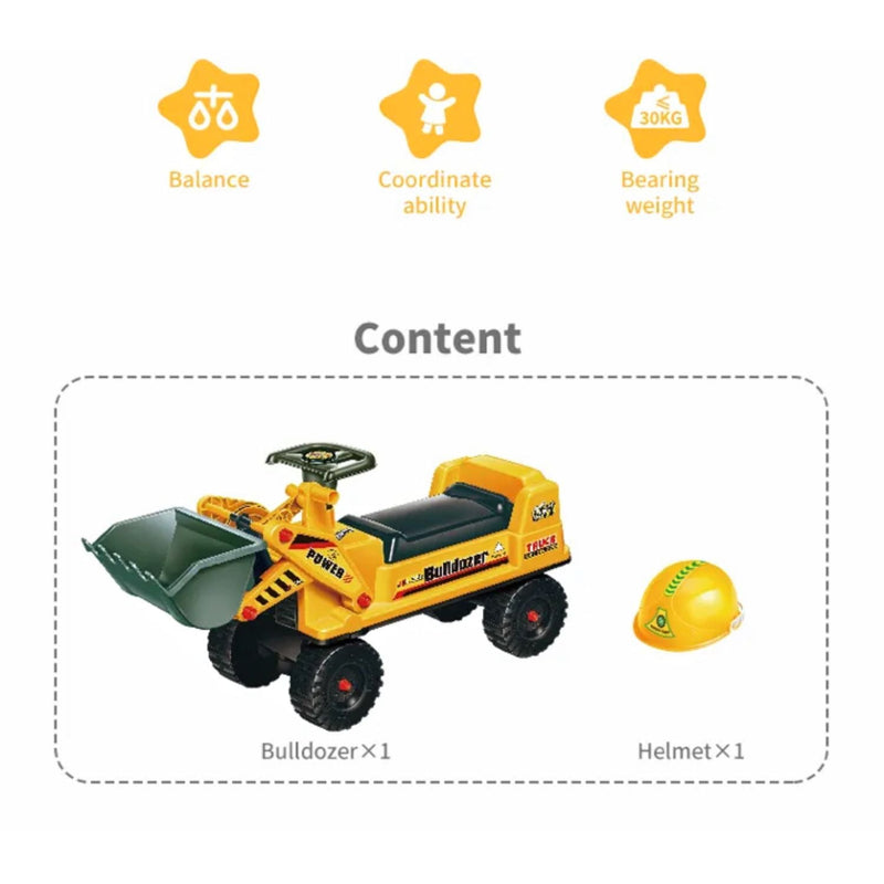 GOMINIMO Kids Ride On Bulldozer Digger Tractor Excavator Toy Car with Helmet - NuSea