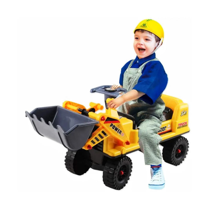 GOMINIMO Kids Ride On Bulldozer Digger Tractor Excavator Toy Car with Helmet - NuSea