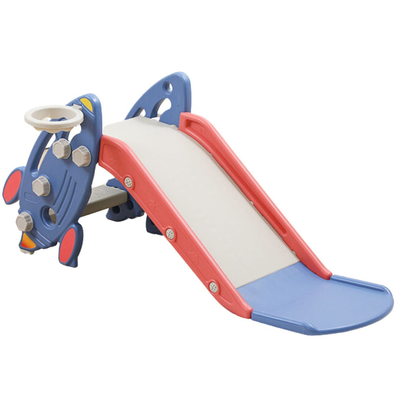 GOMINIMO Kids Slide with Basketball Hoop (Blue Rocket) - NuSea