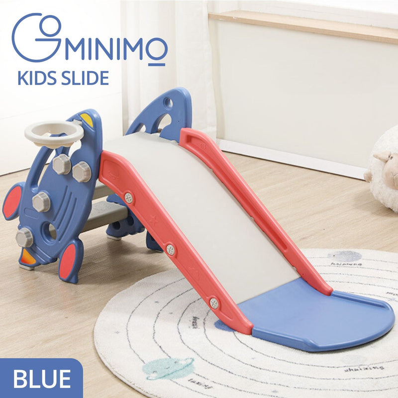 GOMINIMO Kids Slide with Basketball Hoop (Blue Rocket) - NuSea