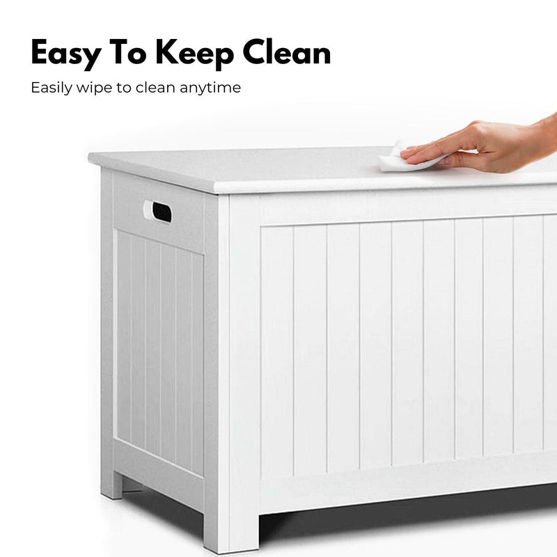 GOMINIMO Kids Toy Storage Box with Lid and Air Gap Handle (White) - NuSea