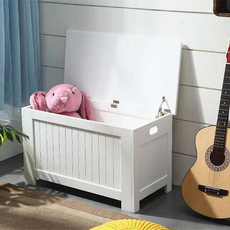 GOMINIMO Kids Toy Storage Box with Lid and Air Gap Handle (White) - NuSea