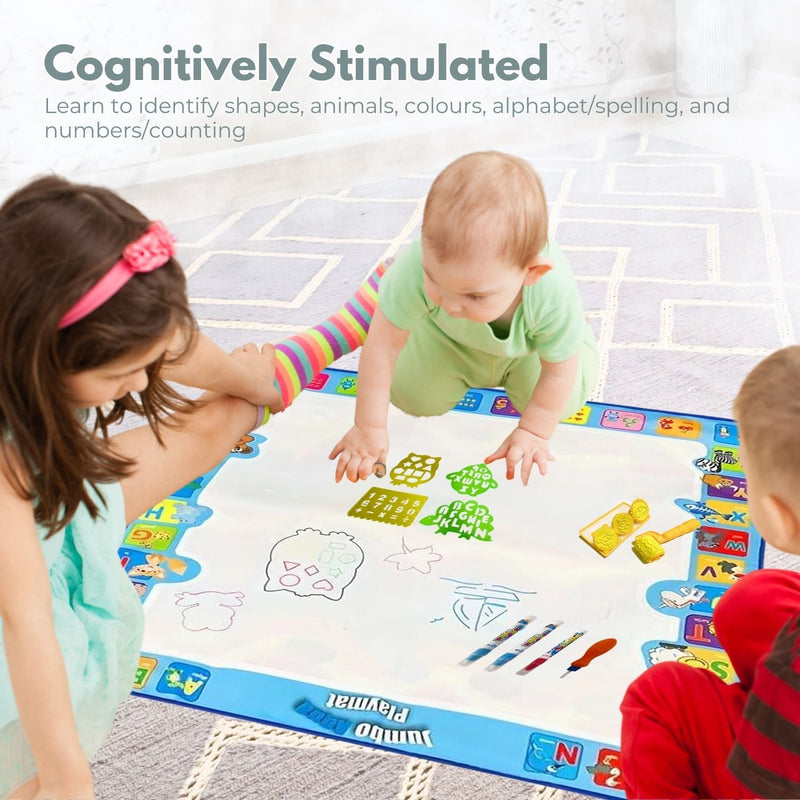GOMINIMO Kids Water Paint Mat with Alphabet and Animals Design (1m x 1m) - NuSea