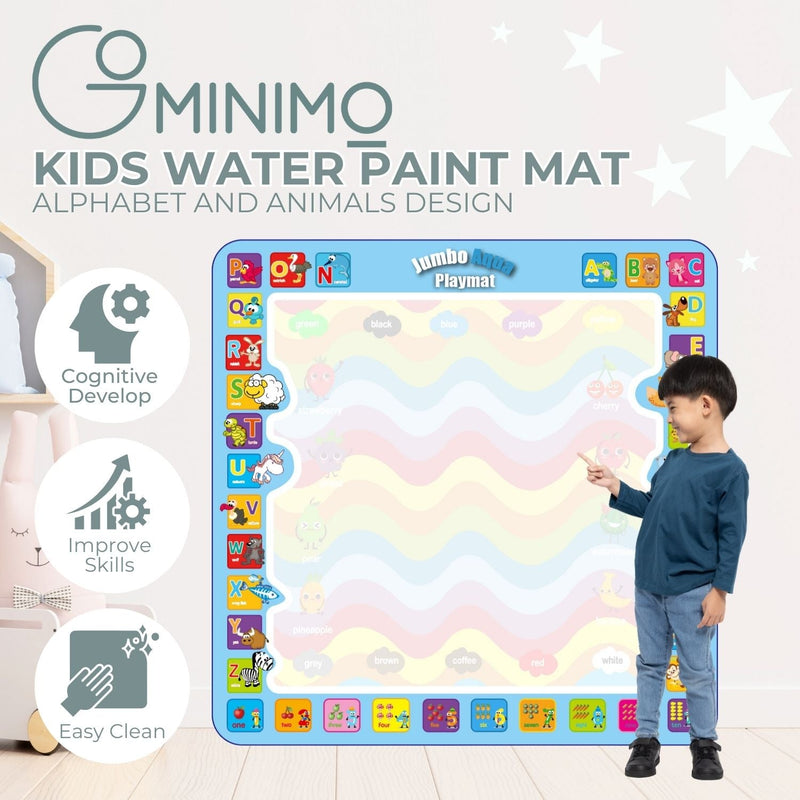 GOMINIMO Kids Water Paint Mat with Alphabet and Animals Design (1m x 1m) - NuSea