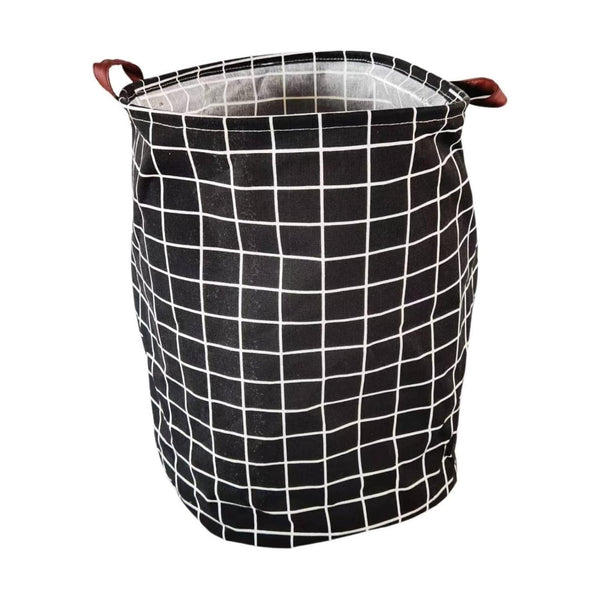 GOMINIMO Laundry Basket Round Foldable (Black Square) - NuSea