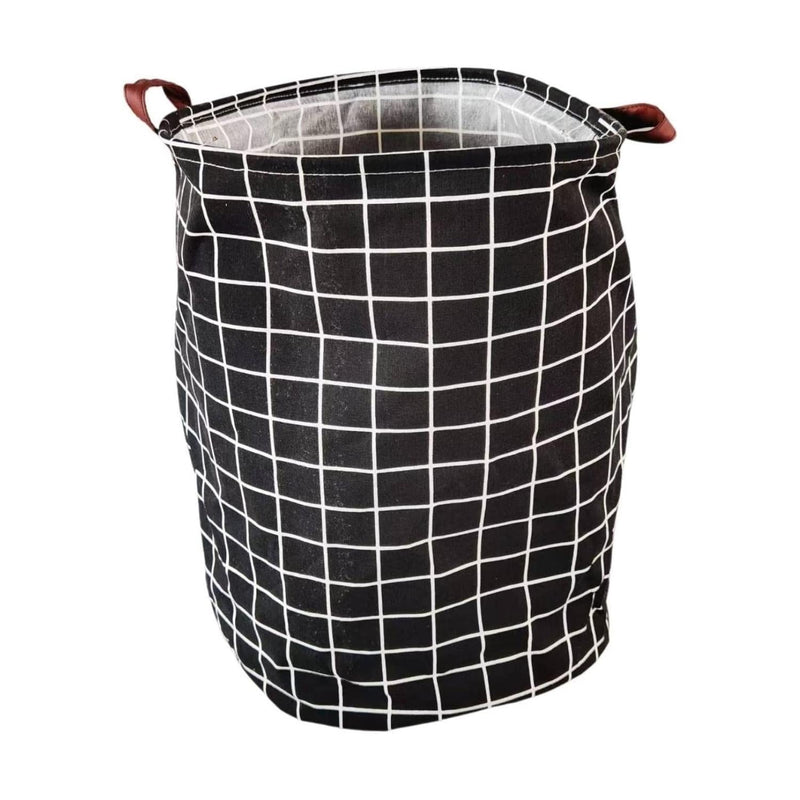 GOMINIMO Laundry Basket Round Foldable (Black Square) - NuSea