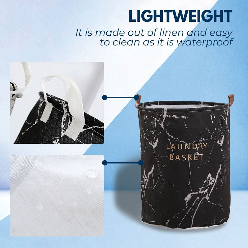 GOMINIMO Laundry Basket Round Foldable (Black Square) - NuSea