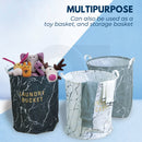 GOMINIMO Laundry Basket Round Foldable White Black Marble - NuSea